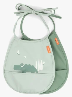 Spisetid|DoneByDeer Done By Deer Croco Tiny Pocket Hagesmæk 2-Pak, Green Grøn