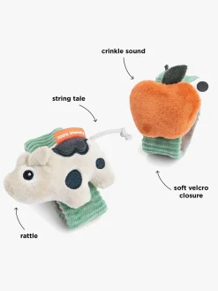 Babylegetøj|DoneByDeer Done By Deer Håndledsrangle 2-pak, Dotti Green Grøn/Hvid/Orange