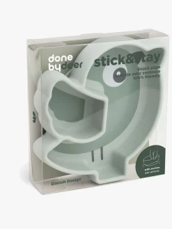DoneByDeer Spisetid-Done By Deer Stick & Stay Silikonetallerken Birdee, Green