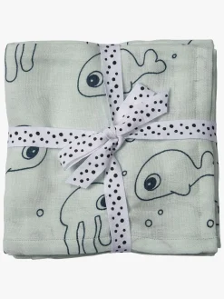 DoneByDeer Stofbleer, Nusseklude & Babytæpper-Done By Deer Stofble Sea Friends 120x120 2-pak, Blue