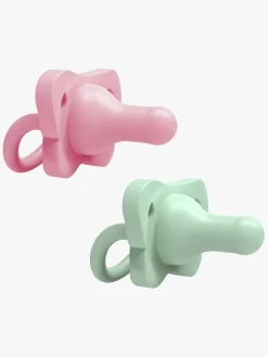 Sutter & Suttesnore|DrBrown Dr. Brown's All-Silicone Sut, 2-pak, Lyserød/Grøn Grøn/Lyserød
