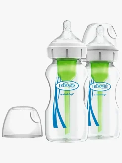 Spisetid|DrBrown Dr. Brown's Option+ Bred Hals Glasflaske 270 ml 2-pak Hvid