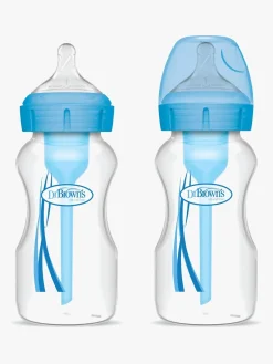 Spisetid|DrBrown Dr. Brown's Options+ Bred Hals Sutteflasker 270 ml 2-pak, Blå Blå