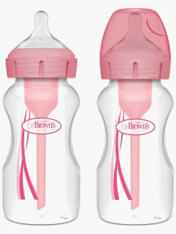 Spisetid|DrBrown Dr. Brown's Options+ Bred Hals Sutteflaske 270 ml 2-pak, Pink Lyserød