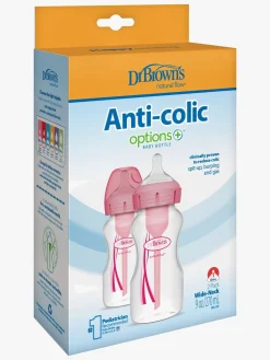 Spisetid|DrBrown Dr. Brown's Options+ Bred Hals Sutteflaske 270 ml 2-pak, Pink Lyserød