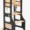Børnemøbler|DuckWoodworks Duck Woodworks 3-i-1 Sammenklappeligt Læringstårn med Højstol, Sort