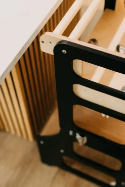 Børnemøbler|DuckWoodworks Duck Woodworks 3-i-1 Sammenklappeligt Læringstårn med Højstol, Sort