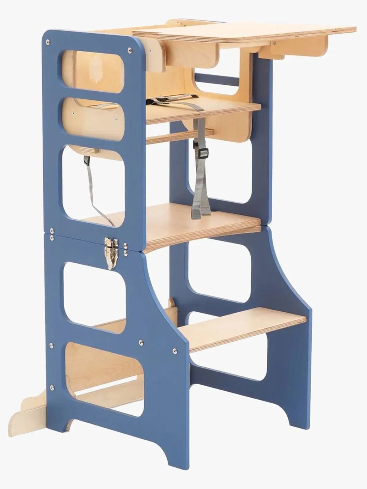 Børn DuckWoodworks Børnemøbler-Duck Woodworks 3-i-1 Sammenklappeligt Læringstårn med Højstol, Blå