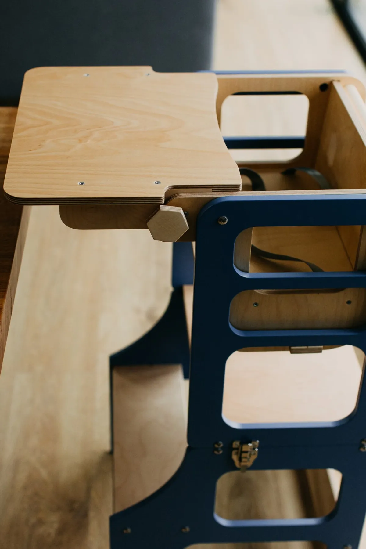 Børn DuckWoodworks Børnemøbler-Duck Woodworks 3-i-1 Sammenklappeligt Læringstårn med Højstol, Blå