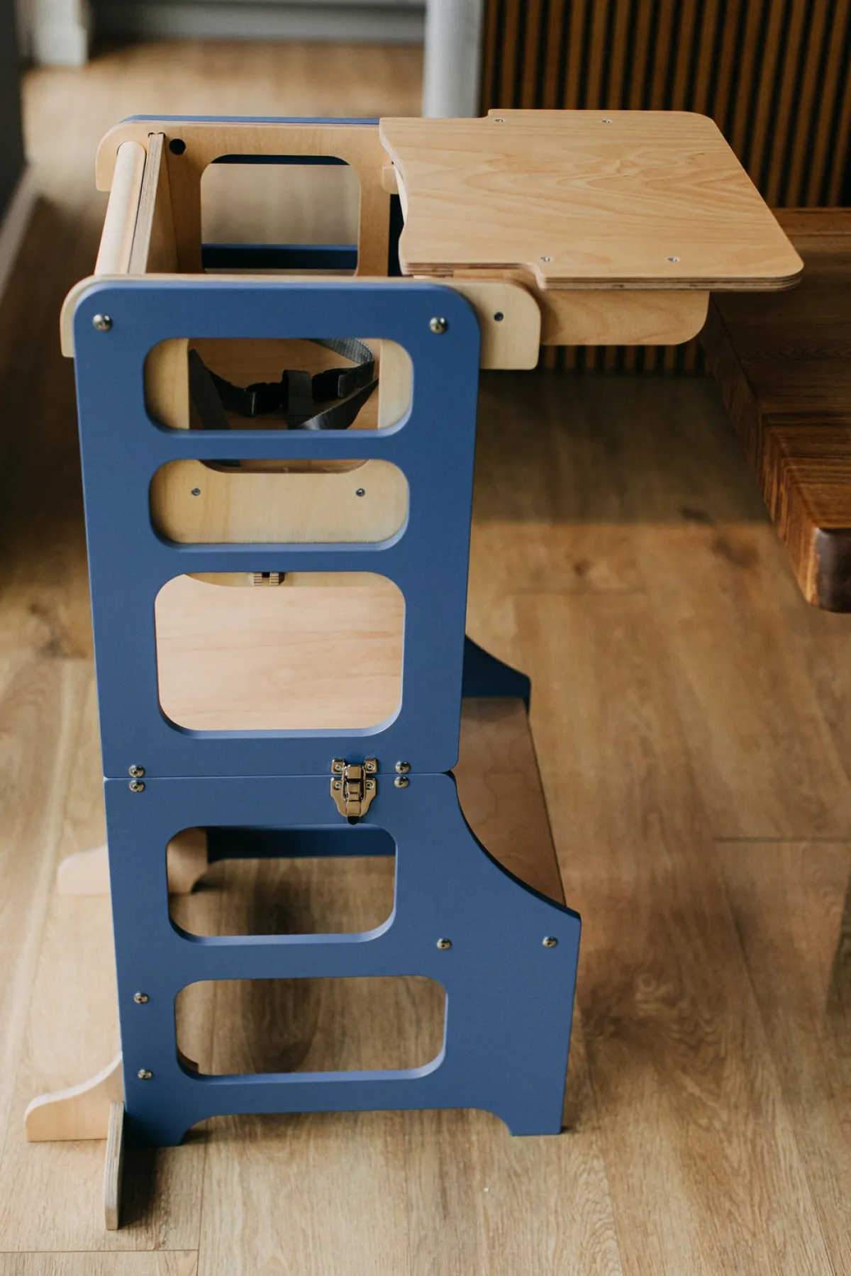 Børn DuckWoodworks Børnemøbler-Duck Woodworks 3-i-1 Sammenklappeligt Læringstårn med Højstol, Blå