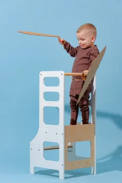 Børnemøbler|DuckWoodworks Duck Woodworks Justerbart Læringstårn, Hvid