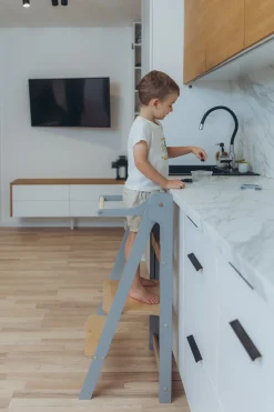 Børnemøbler|DuckWoodworks Duck Woodworks Sammenklappeligt Læringstårn, Grå