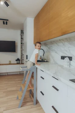 Børnemøbler|DuckWoodworks Duck Woodworks Sammenklappeligt Læringstårn, Grå