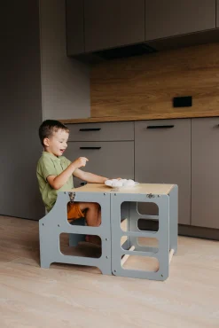 Børnemøbler|DuckWoodworks Duck Woodworks Sammenklappeligt Læringstårn, Grå