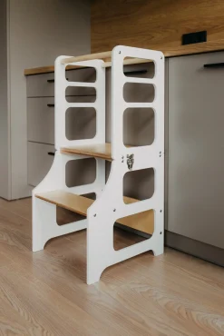 Børn DuckWoodworks Børnemøbler-Duck Woodworks Sammenklappeligt Læringstårn, Hvid