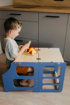 Børnemøbler|DuckWoodworks Duck Woodworks Sammenklappeligt Læringstårn, Blå