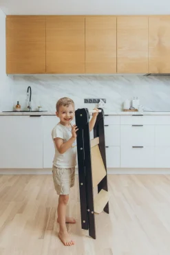 Børnemøbler|DuckWoodworks Duck Woodworks Sammenklappeligt Læringstårn, Sort