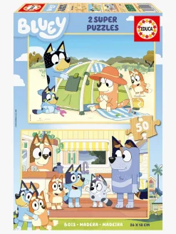 Spil & Puslespil|Educa Bluey Træpuslespil 2x50 Brikker