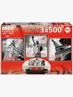 Spil & Puslespil|Educa Puslespil Big Cities Decorative 3x500 Brikker