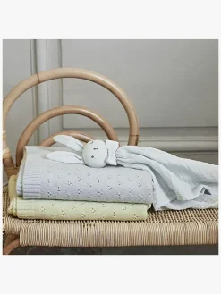 Interiør|ElodieDetails Elodie  Pointelle-strikket Tæppe 100x75, Bermuda Blue Blå