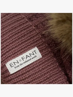 Børn Enfant Uldtøj|Vintertøj-EN FANT Hue Uldblanding med Kunstpels, Rose Taupe