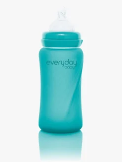 Spisetid|EverydayBaby Everyday Baby Varmeindikator Sutteflaske Glas 240 ml, Turkis Blå