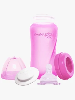 Spisetid|EverydayBaby Everyday Baby Varmeindikator Sutteflaske Glas 240 ml, Cerise Lyserød