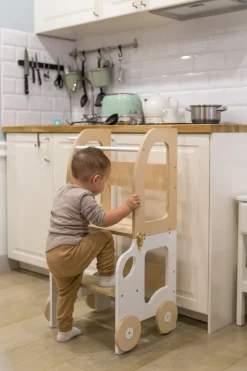 Børnemøbler|FamilySCL Family-scl Bil Læringstårn, Hvid/Natur