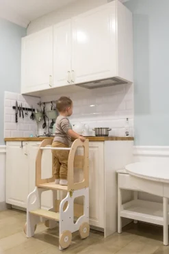 Børnemøbler|FamilySCL Family-scl Bil Læringstårn, Hvid/Natur