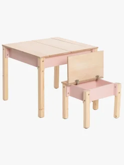 Børnemøbler|FamilySCL Family-scl Smart Opbevaring Bord med Stol, Pink