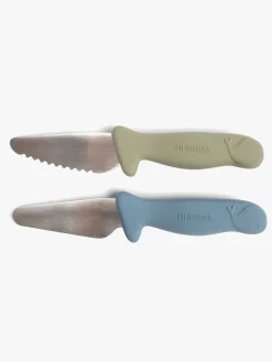 Spisetid|FILIBABBA Knivsæt til Børn 2-pak, Powder Blue/Green Grøn/Blå
