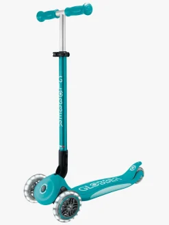 Globber Løbehjul-Primo Sammenklappelig Plus Lights V2 Trehjulet Løbehjul, Aqua blå