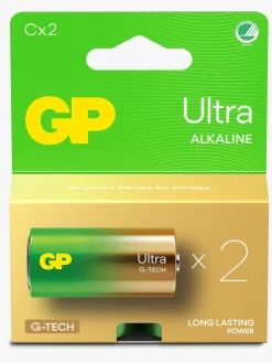 GPBatterier Elektronik & Media-GP Ultra Alkaline G-TECH C/LR14 Batterier Svanemærket 2-Pak