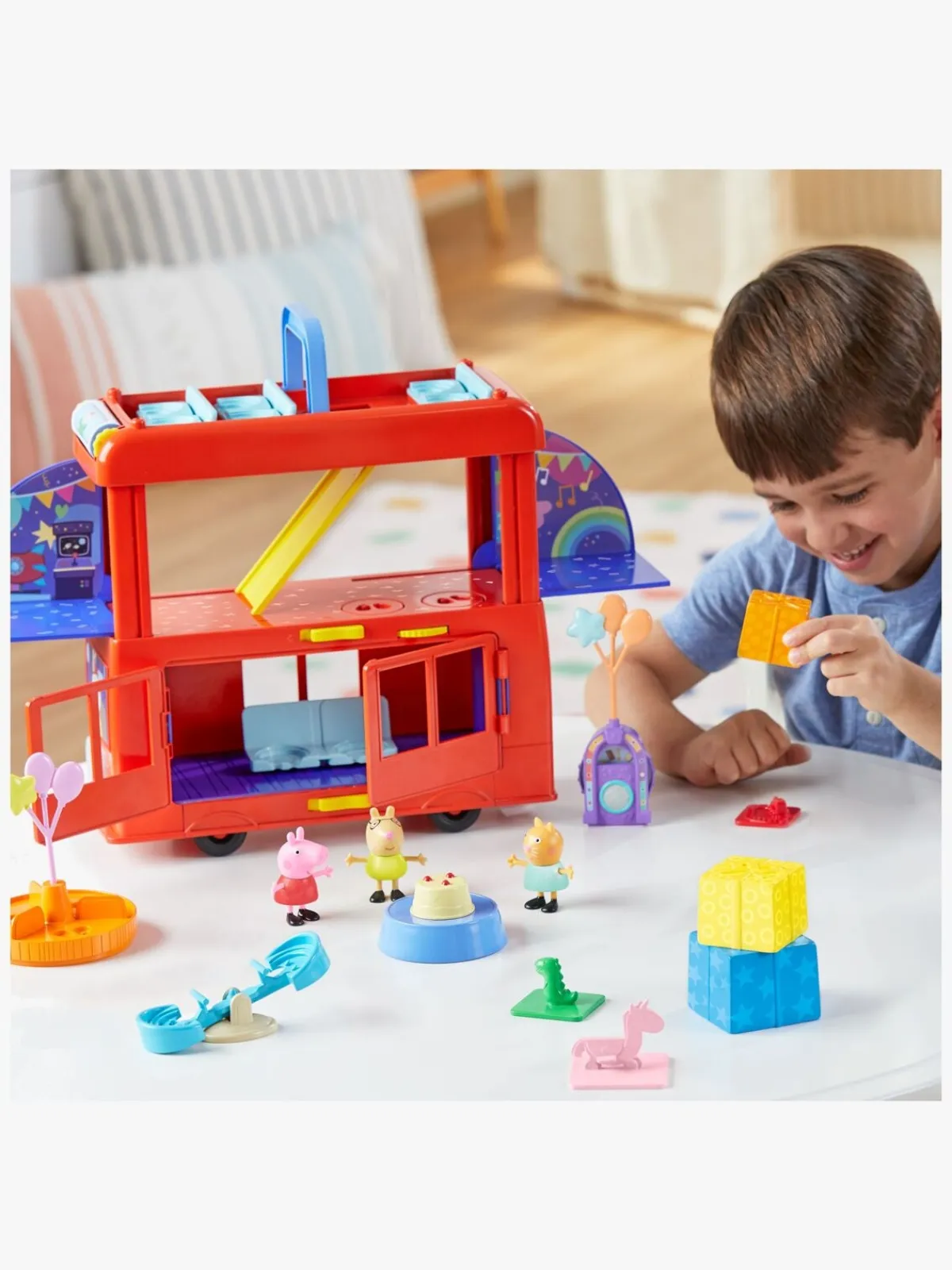 Legetøjsfigurer|PeppaPig Gurli Gris Legesæt 2-i-1 Partybus