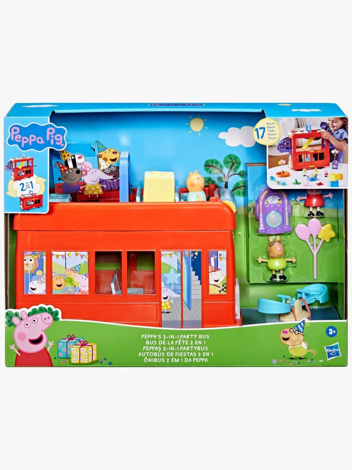 Legetøjsfigurer|PeppaPig Gurli Gris Legesæt 2-i-1 Partybus