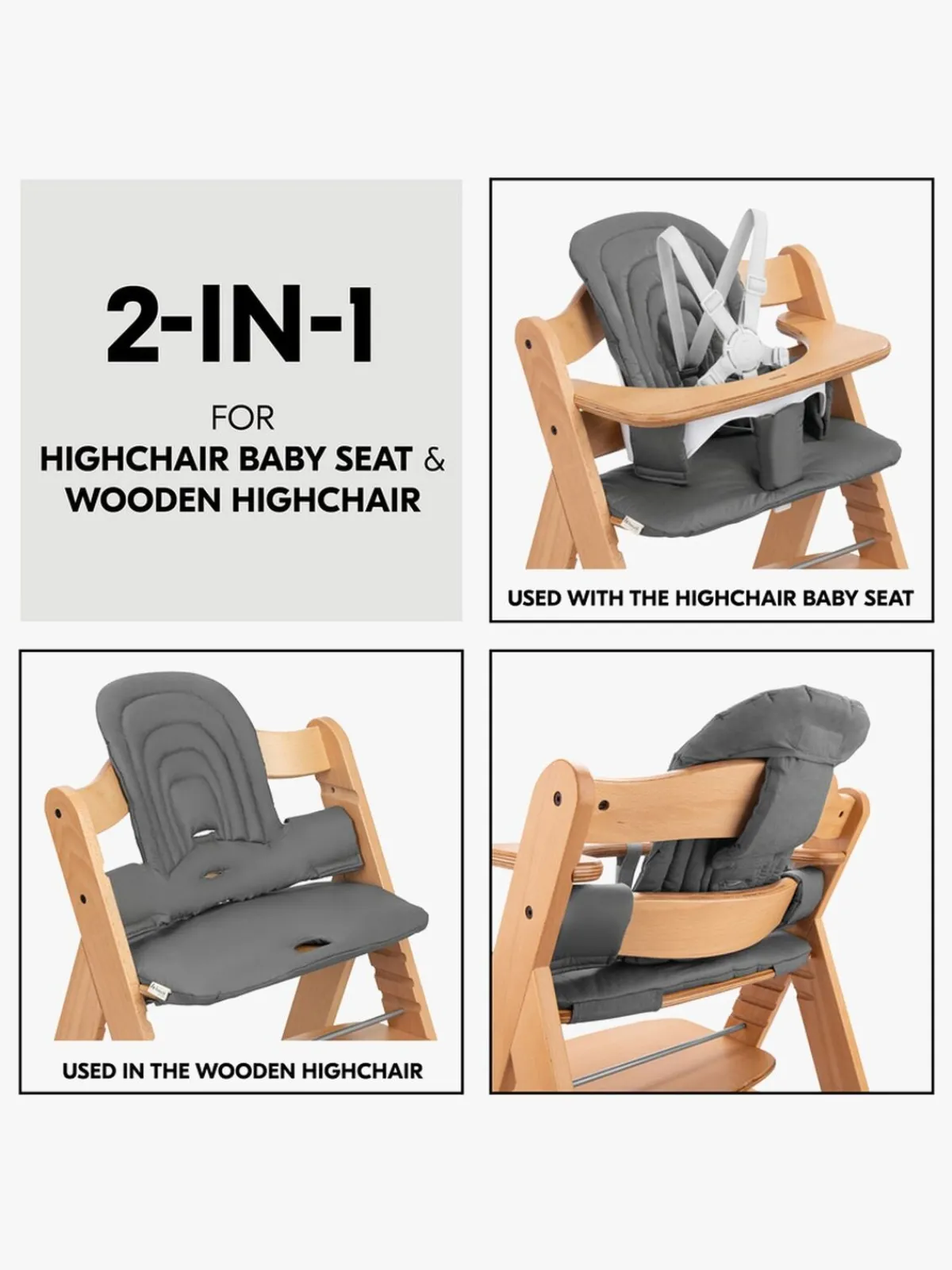 Højstole & Tilbehør|Hauck Babysæt Hynde, Dark Grey