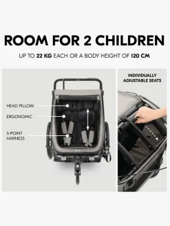 Aktivitetsvogne|Hauck Bike N Walk Cykelanhænger, Light Grey