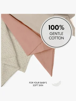 Hauck Stofbleer, Nusseklude & Babytæpper-Cuddle N Clean Tæppe/ Stofble i Musselin 3-pak, Beige Dots/Cork/Beige