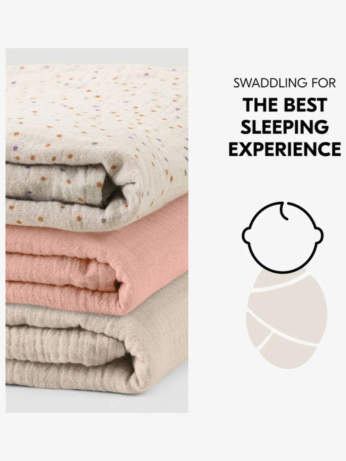Hauck Stofbleer, Nusseklude & Babytæpper-Cuddle N Clean Tæppe/ Stofble i Musselin 3-pak, Beige Dots/Cork/Beige
