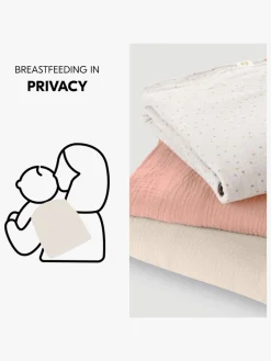 Hauck Stofbleer, Nusseklude & Babytæpper-Cuddle N Clean Tæppe/ Stofble i Musselin 3-pak, Beige Dots/Cork/Beige