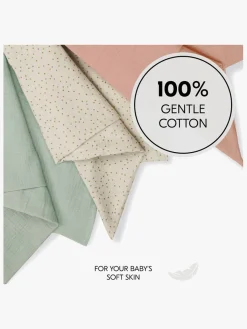 Stofbleer, Nusseklude & Babytæpper|Hauck Cuddle N Clean Tæppe/ Stofble i Musselin 3-pak, Sage/Beige/Dots/Cork Grøn/Lyserød/Beige