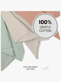 Hauck Stofbleer, Nusseklude & Babytæpper-Cuddle N Clean Tæppe/ Stofble i Musselin 3-pak, Sage/Beige/Cork