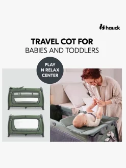 Børnesenge & Tilbehør|Hauck Play N Relax Center Weekendseng, Dark Green Grøn