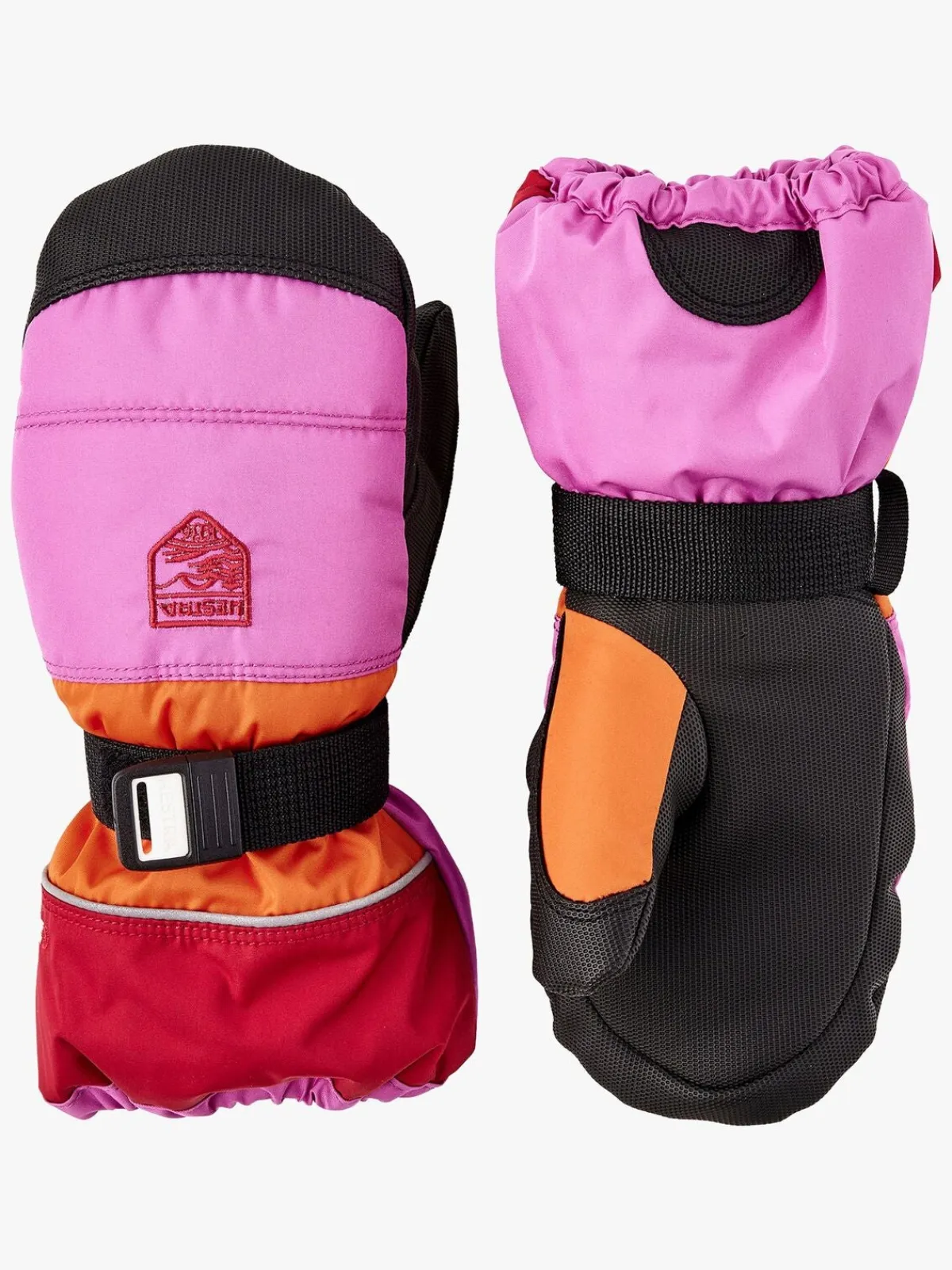 Børn Hestra Tilbehør-Kids Czone Vanter, Cerise/Light orange