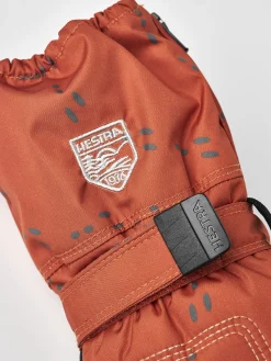 Børn Hestra Tilbehør-Vanter Baby Zip Long, Orange Print