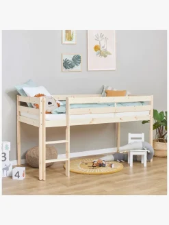 Børnesenge & Tilbehør|Hoppekids ECO Comfort  Halvhøj Højseng 90x200, Træ Beige