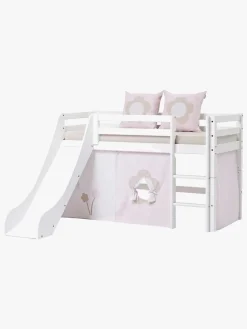 Børnesenge & Tilbehør|Hoppekids ECO Dream Halvhøj Seng med Rutsjebane og Stige 90x200, Hvid