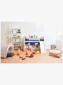 Børnesenge & Tilbehør|Hoppekids ECO Dream Halvhøj Seng med Rutsjebane og Stige 90x200, Hvid