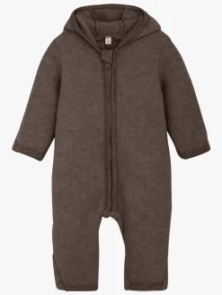 Uldtøj|Heldragter|Huttelihut Ulddragt med Ører, Brown Melange Brun