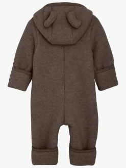 Uldtøj|Heldragter|Huttelihut Ulddragt med Ører, Brown Melange Brun